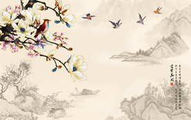 山水画背景墙