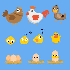 卡通手绘小鸡矢量图片