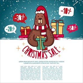 圣诞卡通熊插画