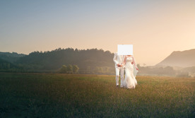 逆光 婚纱照 黄昏 光效