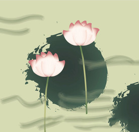 水墨风荷花图片
