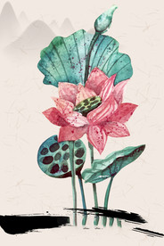 水墨风荷花图片