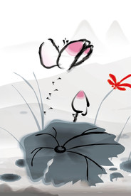 水墨风荷花图片