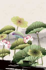 水墨风荷花图片