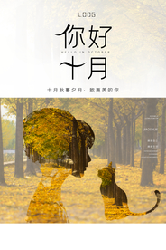 简约清新风格你好十月海报