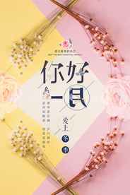 极简小清新文艺你好一月创意海报