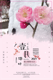 清新文艺中国风你好一月海报