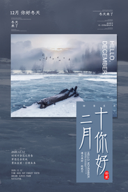 清新文艺你好十二月冬季海报
