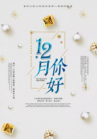 清新极简十二月你好海报