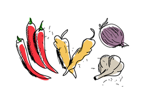 手绘辣椒 洋葱手绘