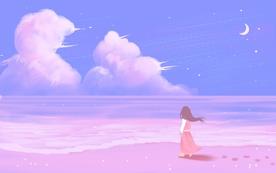 梦幻人物少女插画合成背景素材