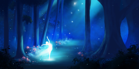 夜晚森林人物插画合成背景素材