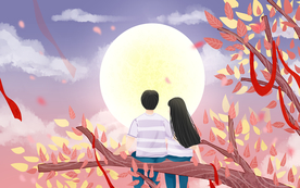 情侣人物插画卡通合成背景素材