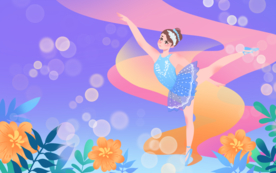 舞蹈人物插画卡通背景素材