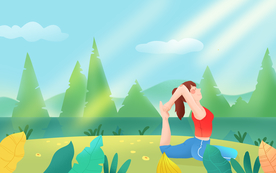 瑜伽运动人物插画卡通背景素材