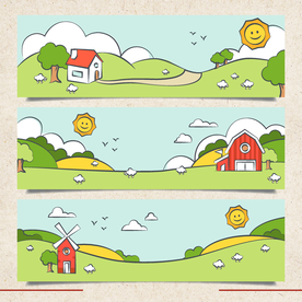 矢量景色 自然风光 手绘 插画