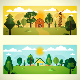 矢量景色 自然风光 手绘 插画