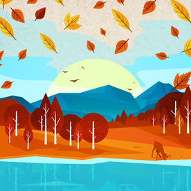 矢量景色 自然风光 手绘 插画