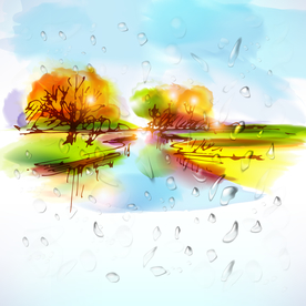 矢量景色 自然风光 手绘 插画