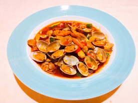 热菜 香辣三珍炒花蛤