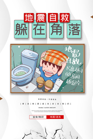 地震逃生社会公益宣传海报