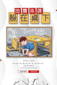 地震逃生社会公益宣传海报