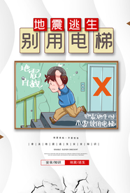 地震逃生社会公益宣传海报