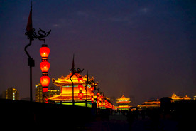 西安古城墙永宁门城墙夜景