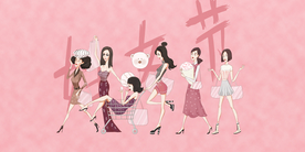妇女节人物卡通合成海报素材