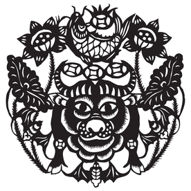 牛年有鱼剪纸