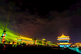 西安古城墙永宁门夜景