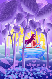 唯美插画探险少女