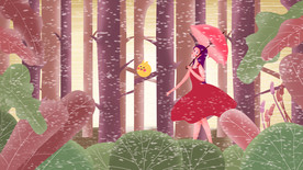 唯美插画探险少女