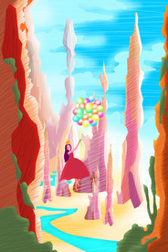 唯美插画探险少女