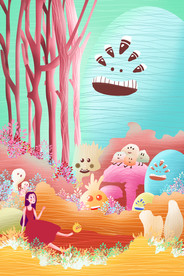 唯美插画探险少女