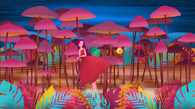 唯美插画探险少女