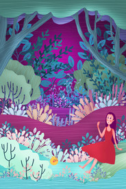 唯美插画探险少女