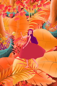 唯美插画探险少女