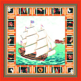 大牌 新款 方巾 帆船