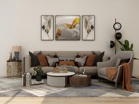 室内客厅沙发局单面墙背景图