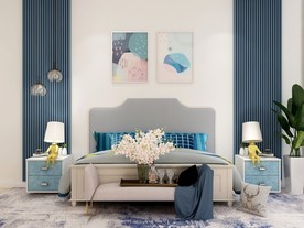 室内卧室单面墙局部效果图