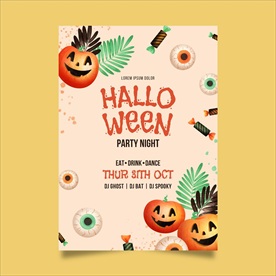 水彩万圣节派对海报模板