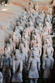 秦兵马俑一号坑遗址军阵武士