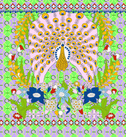 大牌 新款 高清 孔雀 方巾