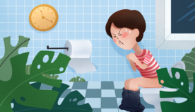 便秘人物卡通公益背景素材