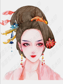 古风手绘发髻美女