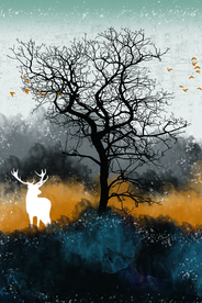 森林麋鹿装饰画