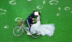 婚纱照 写真 草地 绘画 粉笔