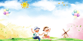 儿童卡通奔跑公益海报背景素材