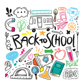 手绘涂鸦开学文具元素